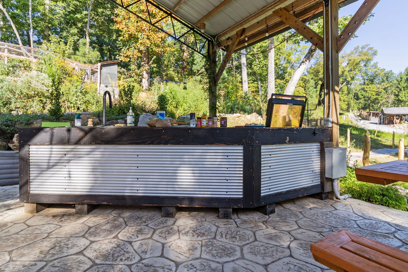 The outdoor bar beside the pavilion