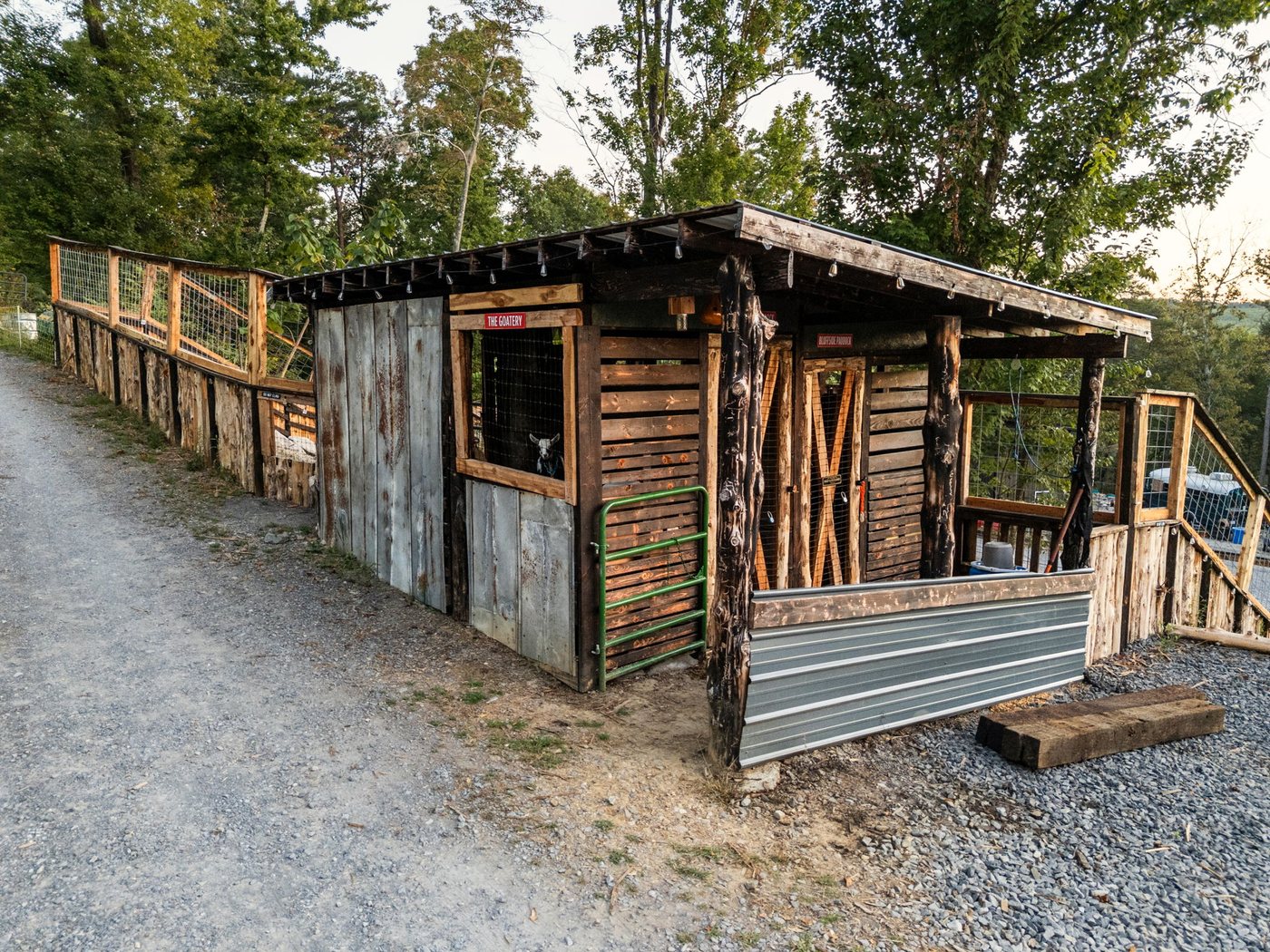 The chicken coop and its run