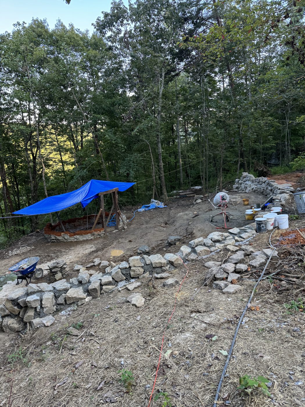 Stonework going in around the amphitheater