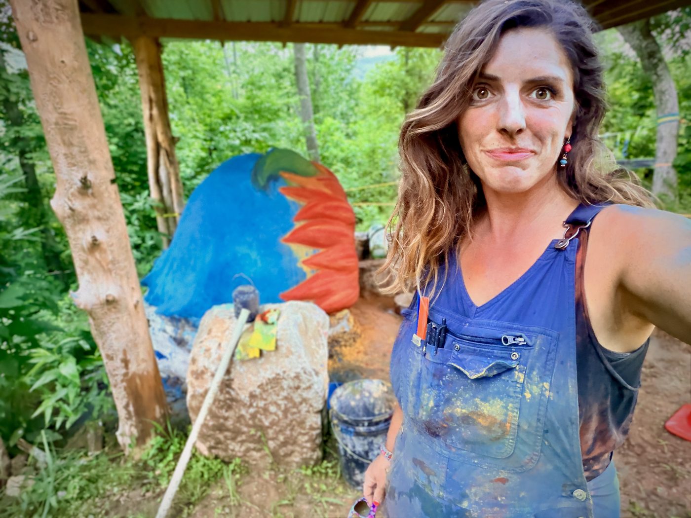 Colorful hand-painted work at the oven site