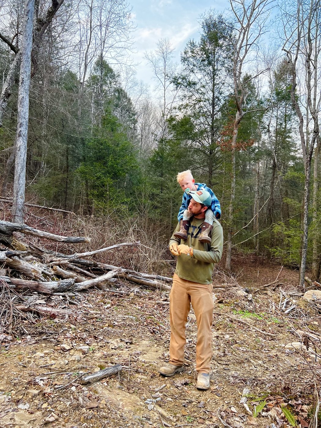 Walking the property with the next generation along for the ride