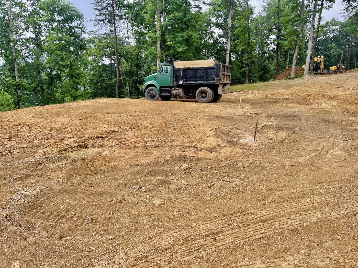 Fill dirt delivered to the graded building pad