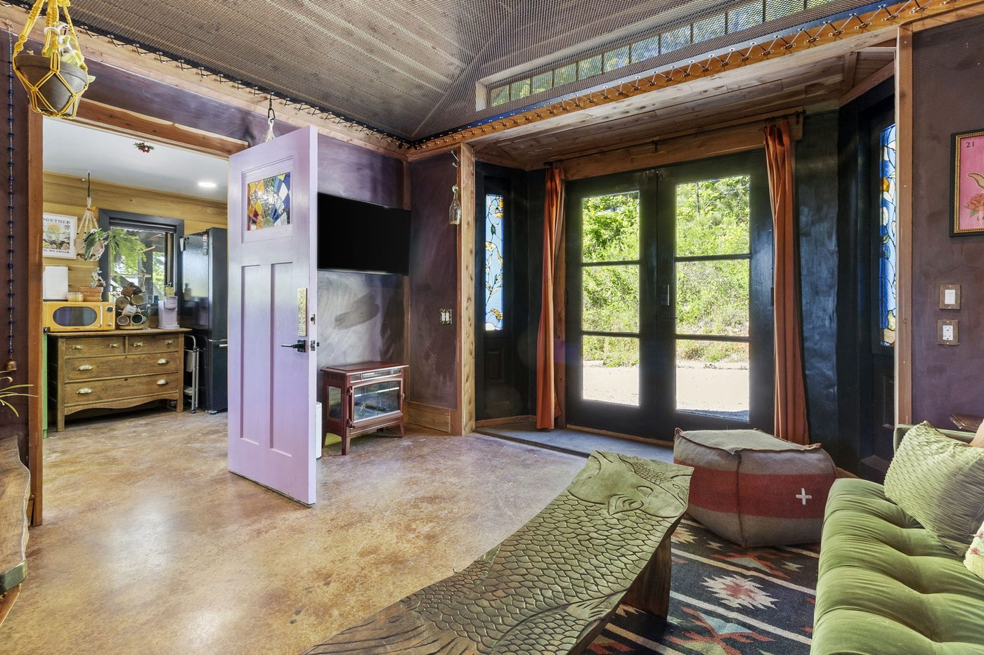 The finished Meadowlark interior with its lavender door