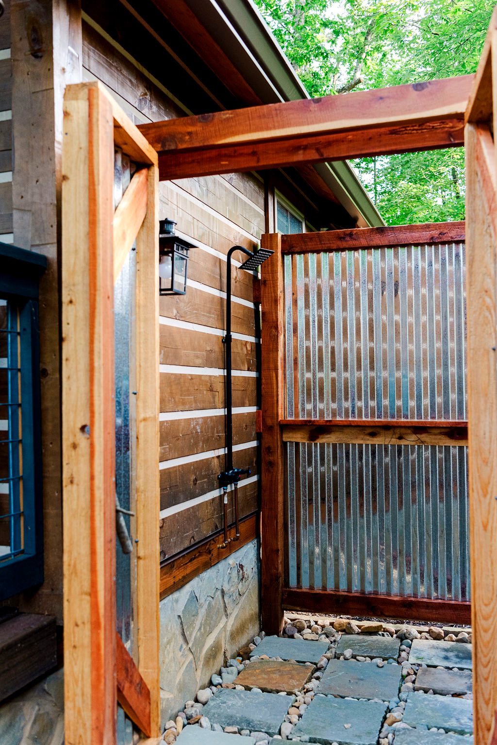 Chickadee cedar outdoor shower