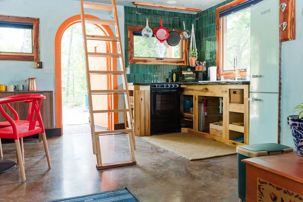 Whippoorwill open-plan kitchen and dining with loft ladder
