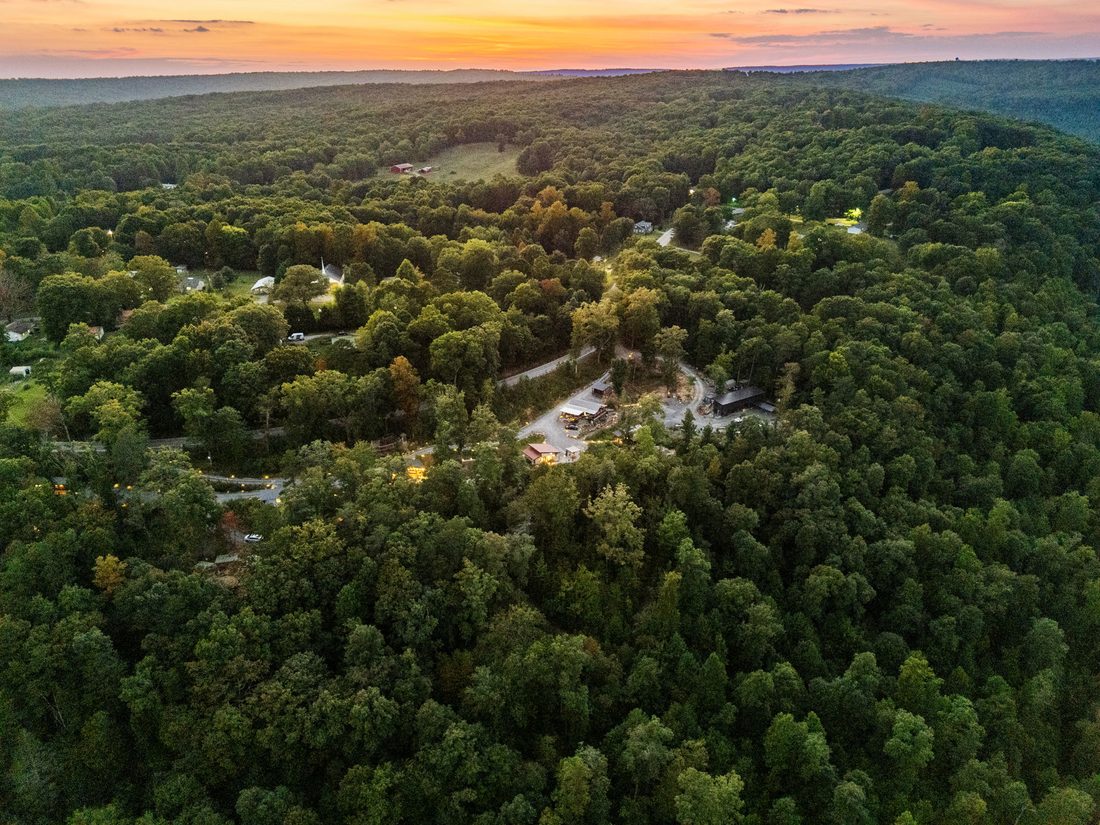 Sunset over the ridge above the retreat