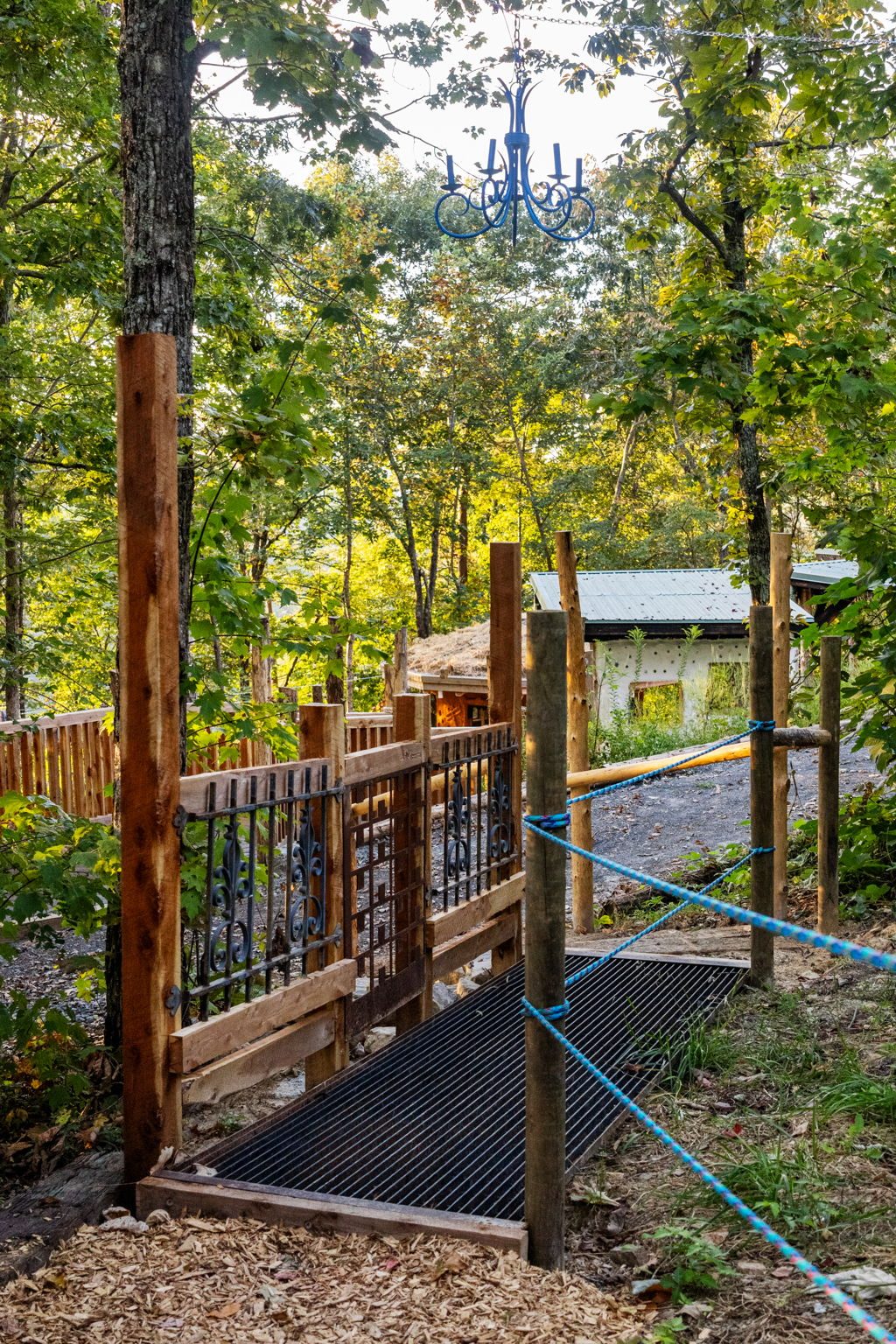 A timber walkway bridging the hillside